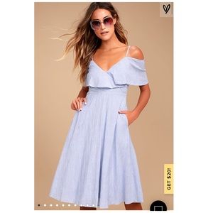 Lulu’s Yacht Rock Off-the-Shoulder Dress